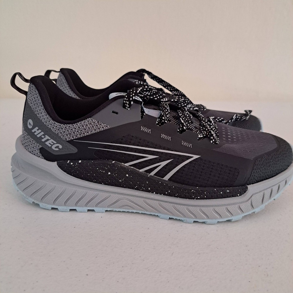 Hi-Tec Trail Running Shoes Womens 10 Black Grey Excellent Lug Sole 1241-462-BVL